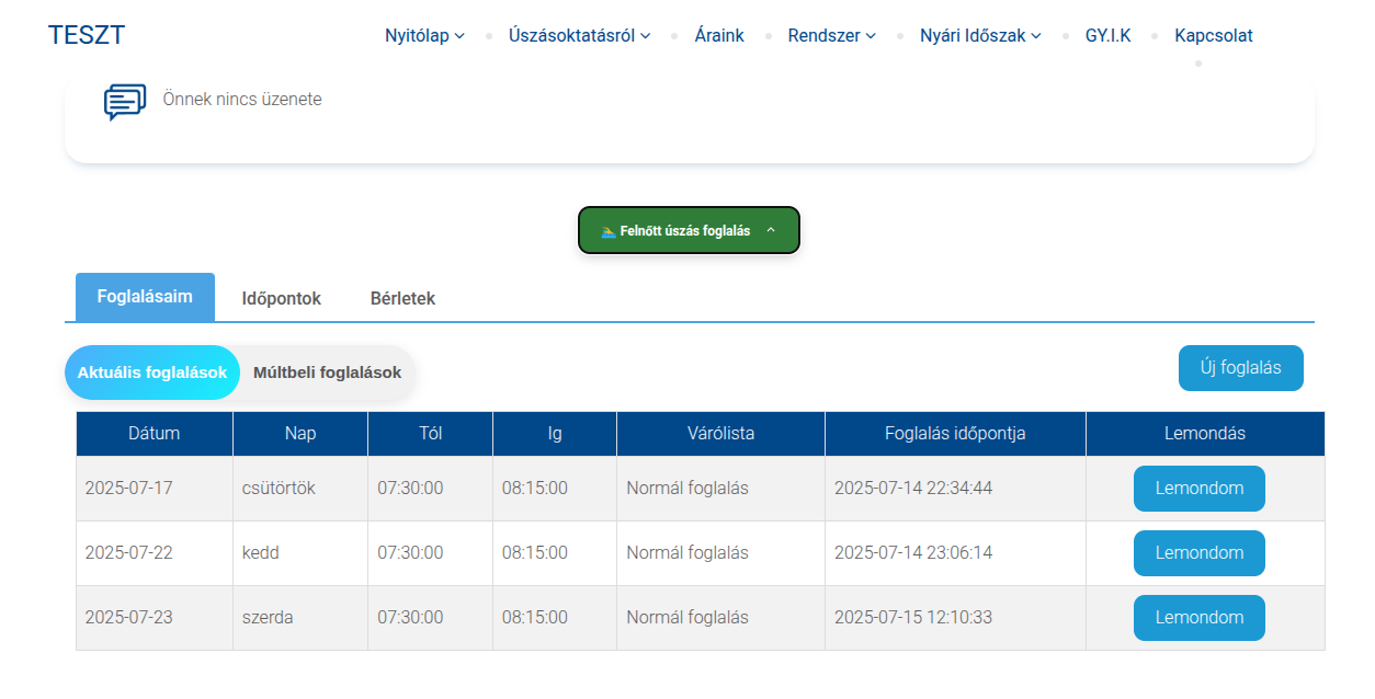 Felnőtt úszás foglalás kép